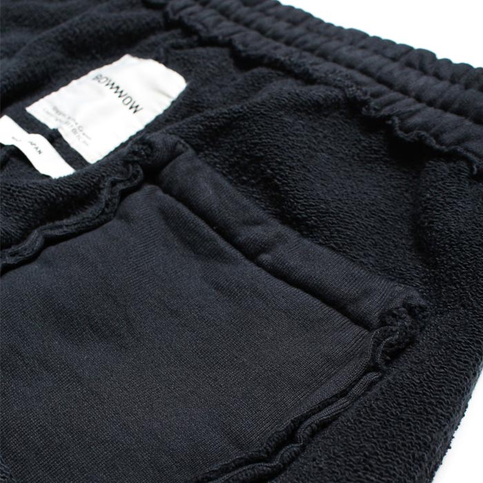 バウワウ BW2302-ZDSP ZIP DAMAGED SWEAT PANTS ブラック メンズ スウェット パンツ 擬音ワードプリント ヴィンテージスウェット