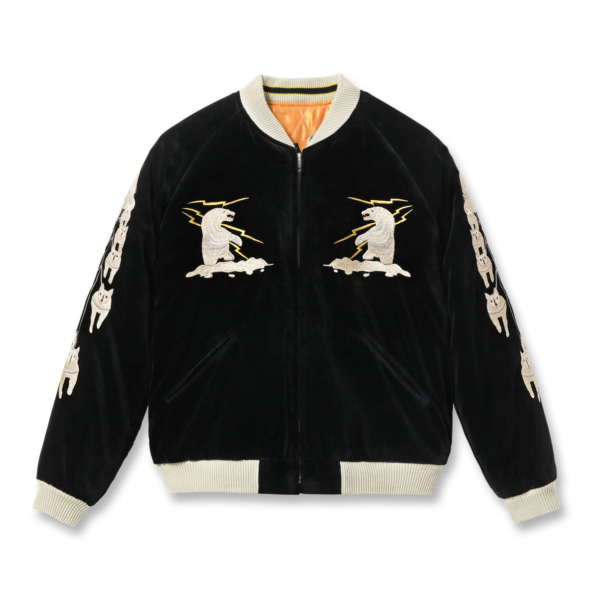 TOYO ENTERPRISE Lot No. TT15792-119 / Late 1950s Style Velveteen Souvenir Jacket “POLAR BEAR” × “ALASKA MAP”