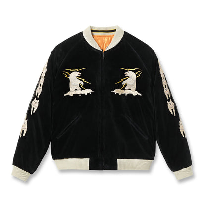 TOYO ENTERPRISE Lot No. TT15792-119 / Late 1950s Style Velveteen Souvenir Jacket “POLAR BEAR” × “ALASKA MAP”