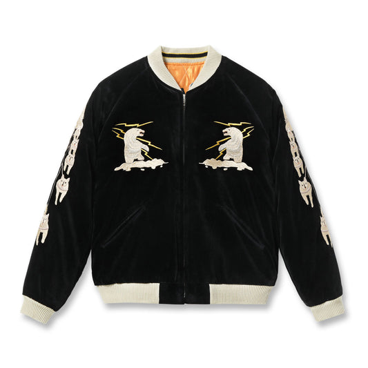TOYO ENTERPRISE Lot No. TT15792-119 / Late 1950s Style Velveteen Souvenir Jacket “POLAR BEAR” × “ALASKA MAP”