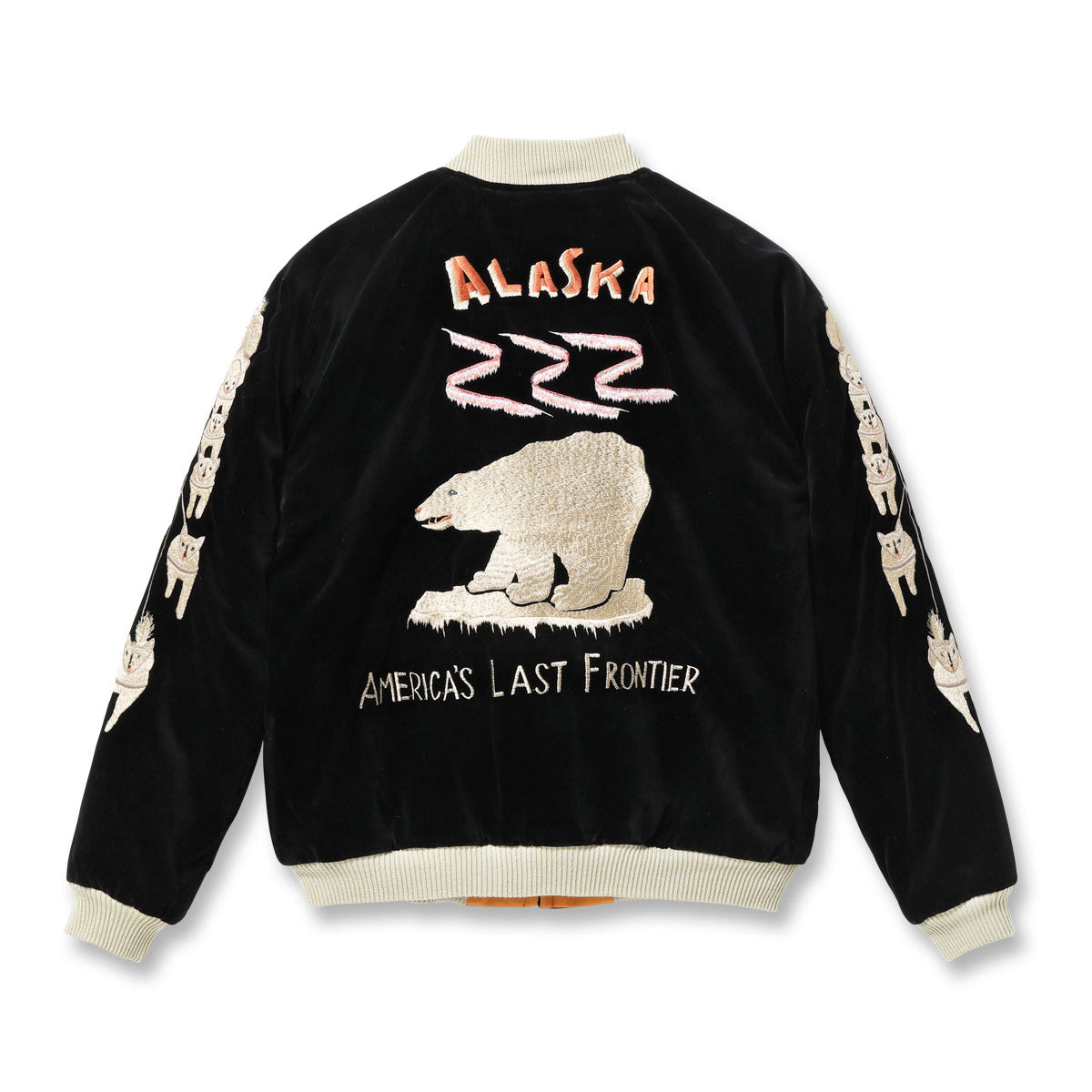 TOYO ENTERPRISE Lot No. TT15792-119 / Late 1950s Style Velveteen Souvenir Jacket “POLAR BEAR” × “ALASKA MAP”