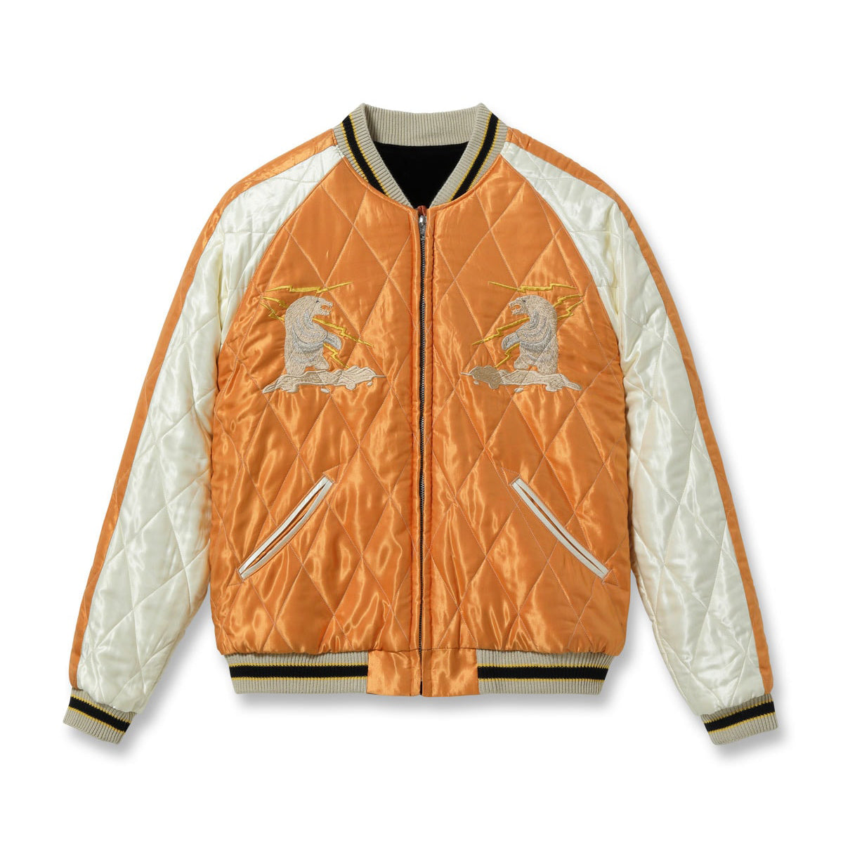 TOYO ENTERPRISE Lot No. TT15792-119 / Late 1950s Style Velveteen Souvenir Jacket “POLAR BEAR” × “ALASKA MAP”