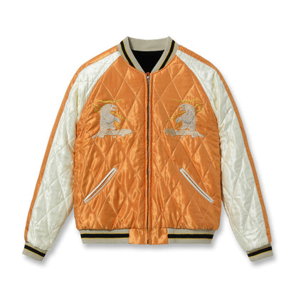 TOYO ENTERPRISE Lot No. TT15792-119 / Late 1950s Style Velveteen Souvenir Jacket “POLAR BEAR” × “ALASKA MAP”