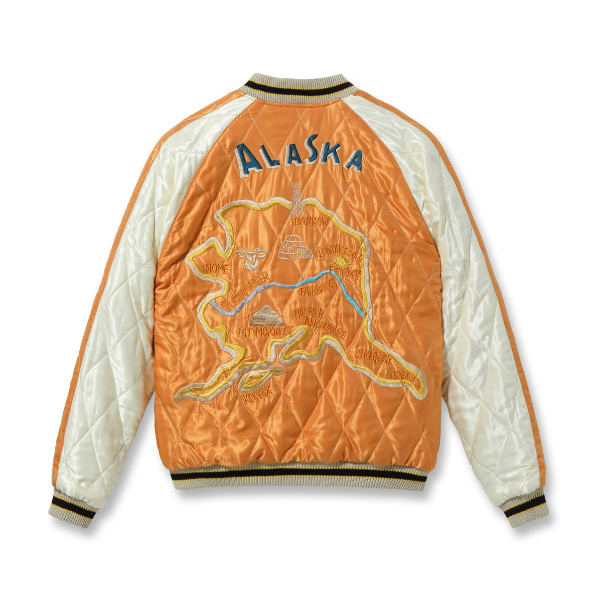 TOYO ENTERPRISE Lot No. TT15792-119 / Late 1950s Style Velveteen Souvenir Jacket “POLAR BEAR” × “ALASKA MAP”