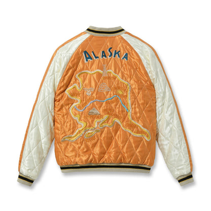 TOYO ENTERPRISE Lot No. TT15792-119 / Late 1950s Style Velveteen Souvenir Jacket “POLAR BEAR” × “ALASKA MAP”