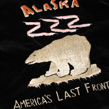 TOYO ENTERPRISE Lot No. TT15792-119 / Late 1950s Style Velveteen Souvenir Jacket “POLAR BEAR” × “ALASKA MAP”