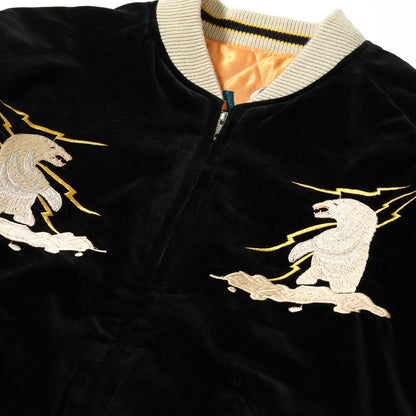 TOYO ENTERPRISE Lot No. TT15792-119 / Late 1950s Style Velveteen Souvenir Jacket “POLAR BEAR” × “ALASKA MAP”