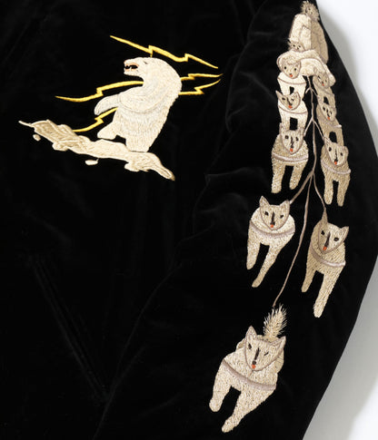 TOYO ENTERPRISE Lot No. TT15792-119 / Late 1950s Style Velveteen Souvenir Jacket “POLAR BEAR” × “ALASKA MAP”