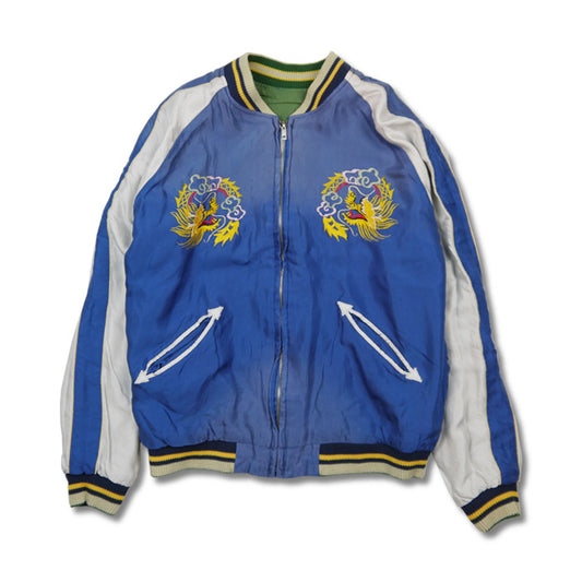 テーラー東洋 Lot No. TT15393-145 / Early 1950s Style Acetate Souvenir Jacket “DRAGON HEAD” × “ROARING TIGER” (AGING MODEL)