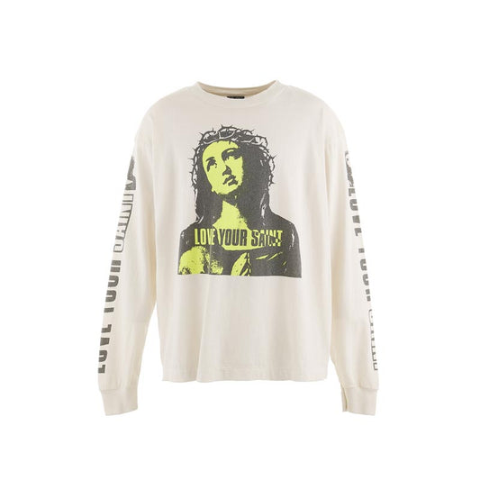 セントマイケル SM-YS1-0000-017 LS TEE / LOVE UR SAINT / WHT メンズ 長袖 プリントTシャツ ロンT