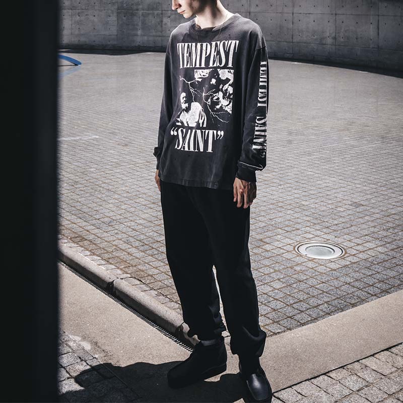 セントマイケル SM-YS1-0000-011 LS TEE / TEMPEST / BLACK メンズ 長袖 プリントTシャツ ロンT バックプリント