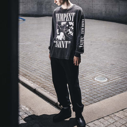 セントマイケル SM-YS1-0000-011 LS TEE / TEMPEST / BLACK メンズ 長袖 プリントTシャツ ロンT バックプリント