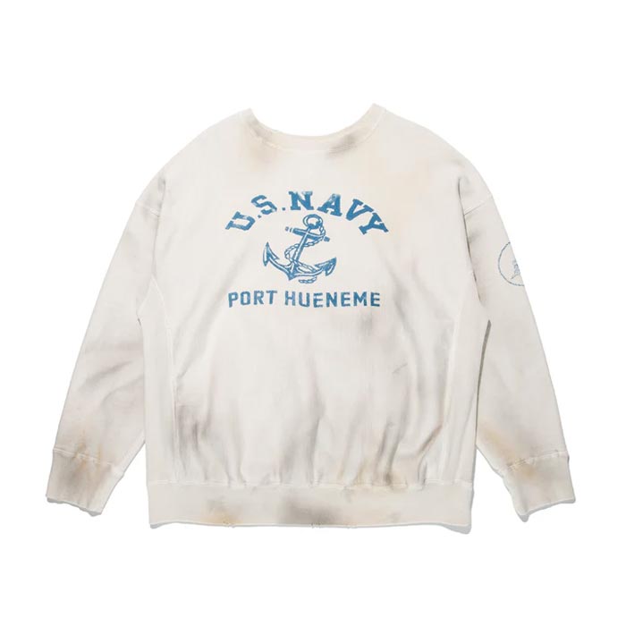 バウワウ BW242-USSA USN SEEBEES SWEATSHIRTS AGING ホワイトエイジング メンズ プリント スウェット トレーナー