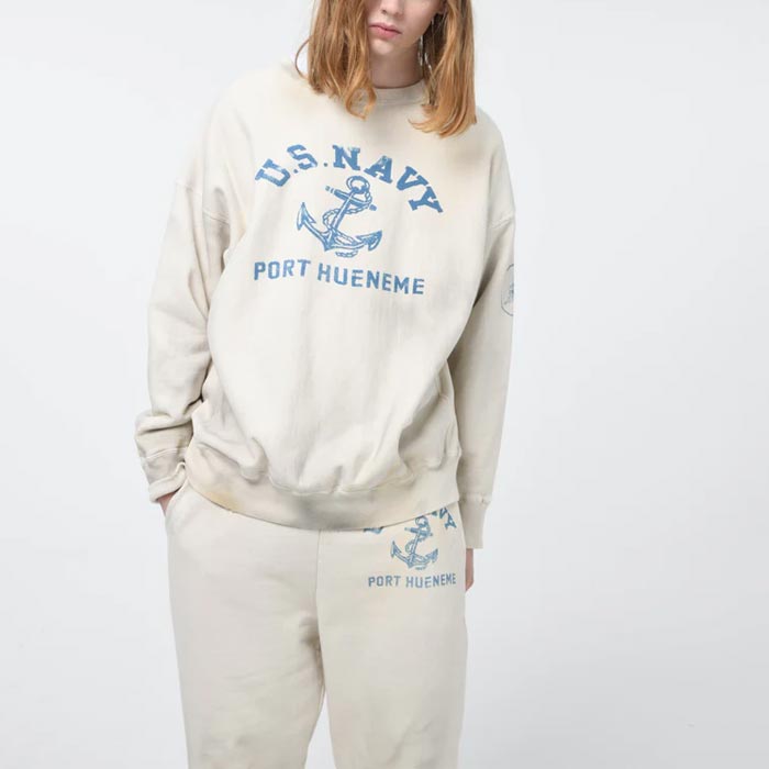 バウワウ BW242-USSA USN SEEBEES SWEATSHIRTS AGING ホワイトエイジング メンズ プリント スウェット トレーナー