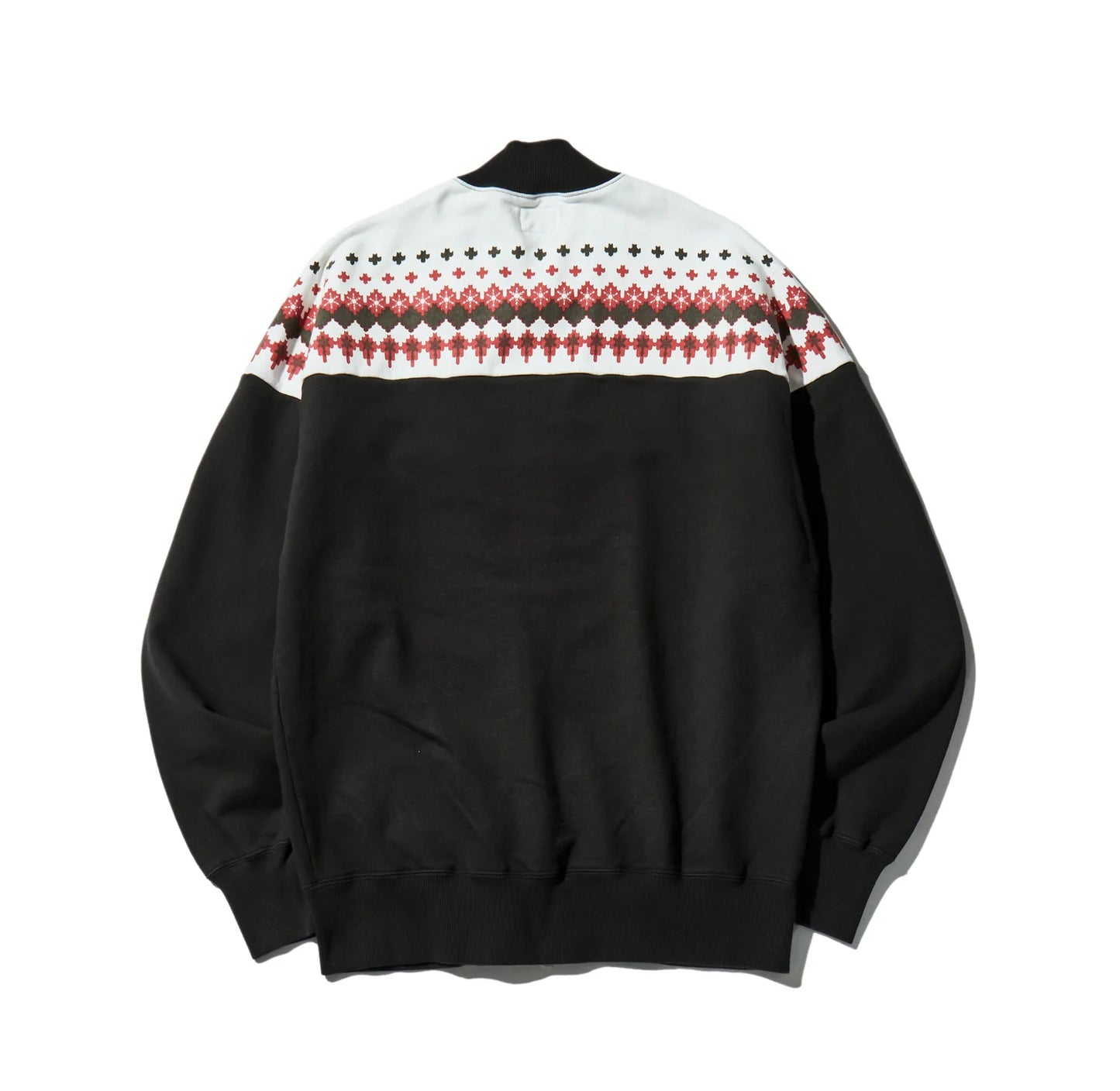 雪柄 スノーパターン SNOW ジップアップスウェット ダブルジップ :BLACK