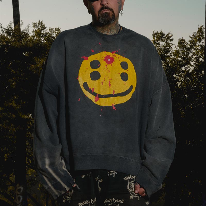 セントマイケル SM-YS1-0000-C06 CP_CREW SWT / SMILE / BLK Cactus Plant Flea Market コラボ スウェット トレーナー スマイル