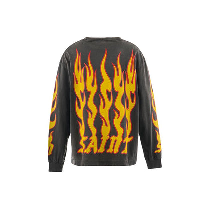 セントマイケル SM-YS1-0000-012 LS TEE / SOUL ON FIRE / BLK メンズ プリント Tシャツ 長袖 ロンT バックプリント
