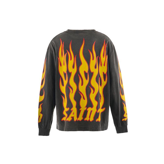 セントマイケル SM-YS1-0000-012 LS TEE / SOUL ON FIRE / BLK メンズ プリント Tシャツ 長袖 ロンT バックプリント