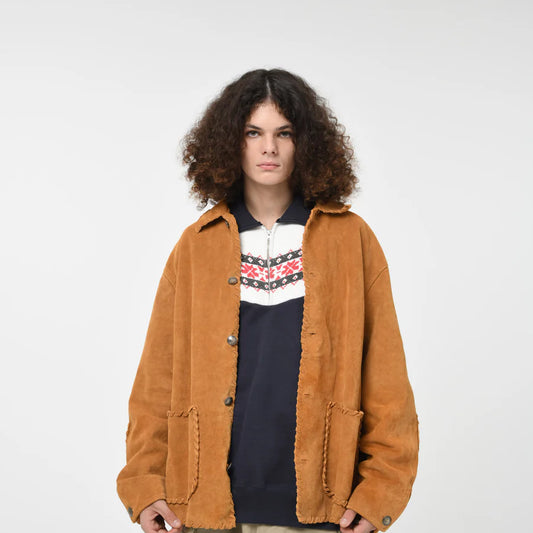バウワウ BW242-WSCA WOVEN SUEDE COVERALL スエードチョアコート ゴールド メンズ アウター ジャケット