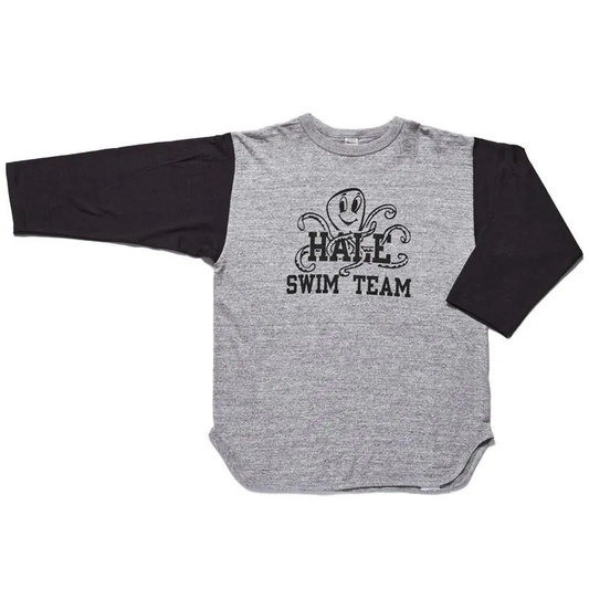 WARE HOUSE Lot 4800 7分袖ベースボールT SWIM TEAM :杢グレー/スミクロ
