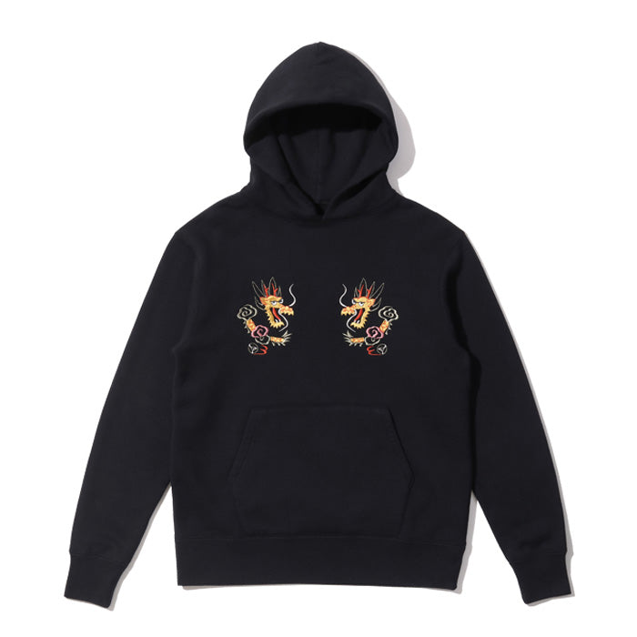 テーラー東洋 Lot No. TT69301 / SUKA HOODED PARKA EMBROIDERED “DRAGON” クルースウェットパーカー 裏起毛 フーディー ブラック メンズ