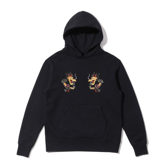 テーラー東洋 Lot No. TT69301 / SUKA HOODED PARKA EMBROIDERED “DRAGON” クルースウェットパーカー 裏起毛 フーディー ブラック メンズ