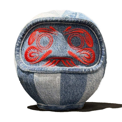 ミカヅキショウテン アップサイクルアートだるま DENIM:RED