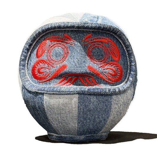 ミカヅキショウテン アップサイクルアートだるま DENIM:RED