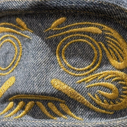 ミカヅキショウテン アップサイクルアートだるま DENIM:GOLD