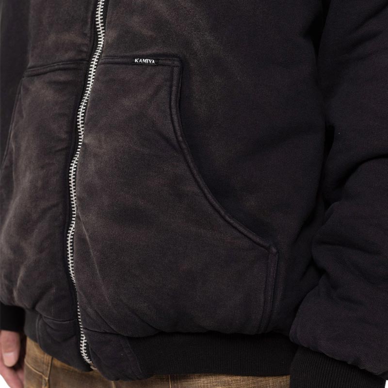 カミヤ G13HD022 Reversible Hooded Blouson ブラック リバーシブルフーデッドブルゾン ジップアップ パーカー