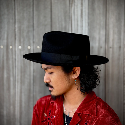 MrFATMAN [ J.J. WILLIAMS FEDORA By Mr.FATMAN ] BIRDSEYE WOOL 6253004: BLACK