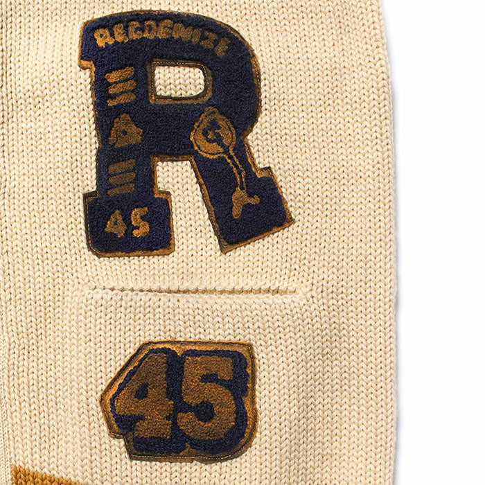 バウワウ BW221-RFJFC RECOGNIZE LETTERED CARDIGAN：BEIGE STAIN