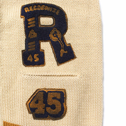 バウワウ BW221-RFJFC RECOGNIZE LETTERED CARDIGAN：BEIGE STAIN