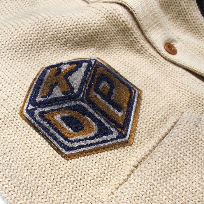 バウワウ BW221-RFJFC RECOGNIZE LETTERED CARDIGAN：BEIGE STAIN