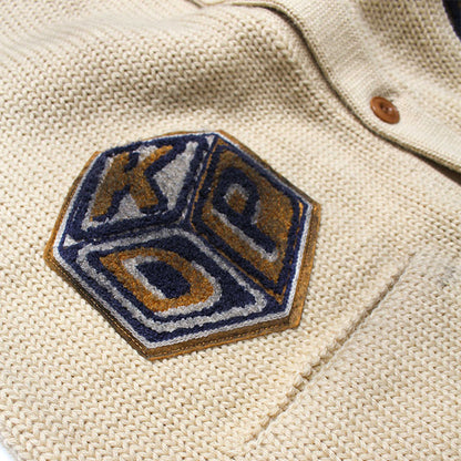 バウワウ BW221-RFJFC RECOGNIZE LETTERED CARDIGAN：BEIGE STAIN