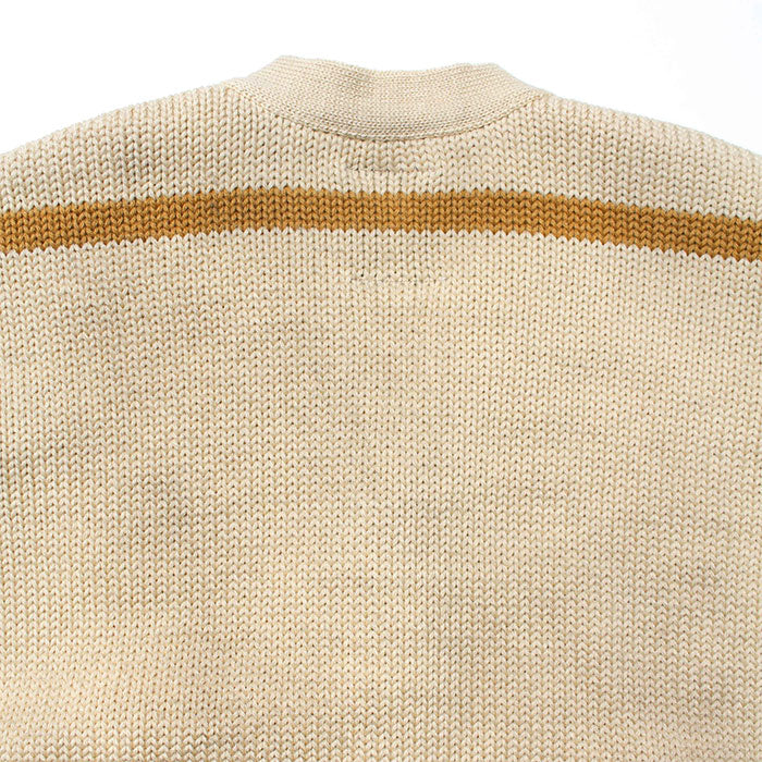 バウワウ BW221-RFJFC RECOGNIZE LETTERED CARDIGAN：BEIGE STAIN
