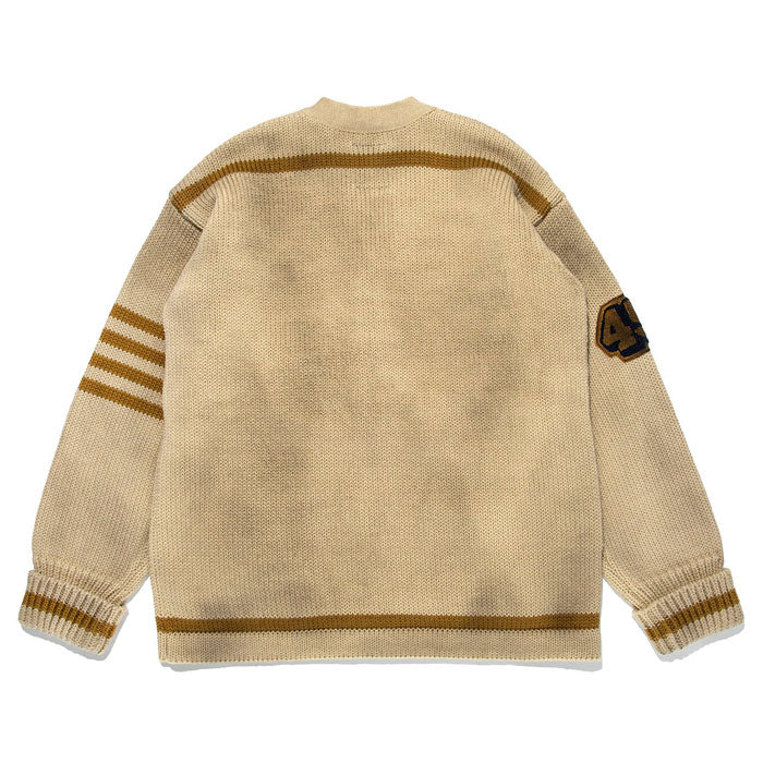 バウワウ BW221-RFJFC RECOGNIZE LETTERED CARDIGAN：BEIGE STAIN