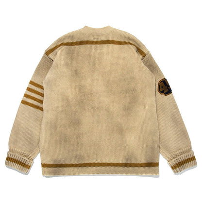 バウワウ BW221-RFJFC RECOGNIZE LETTERED CARDIGAN：BEIGE STAIN