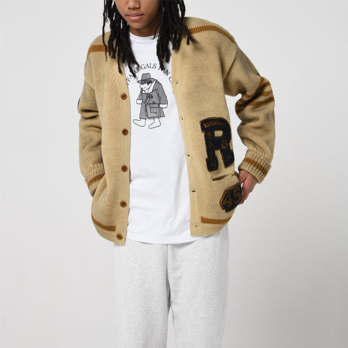 バウワウ BW221-RFJFC RECOGNIZE LETTERED CARDIGAN：BEIGE STAIN