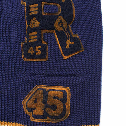 バウワウ BW221-RFJFC RECOGNIZE LETTERED CARDIGAN：BLUE STAIN