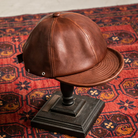 LEATHER SHORT BRIM CAP by BRIDGE CAP 5244007:BROWN