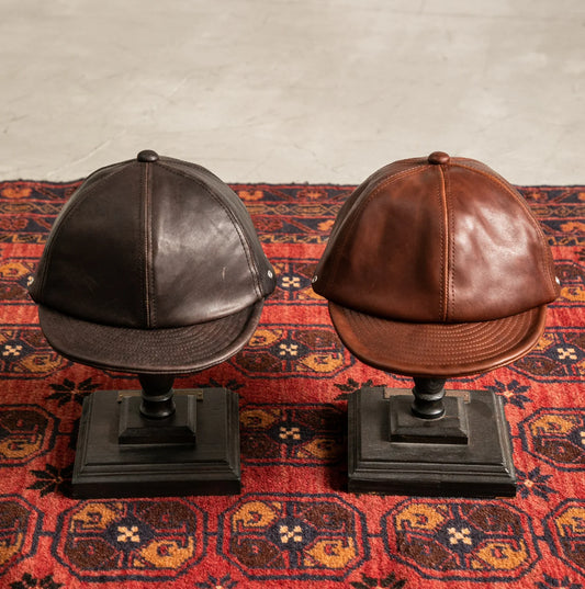 LEATHER SHORT BRIM CAP by BRIDGE CAP 5244007:D.BROWN
