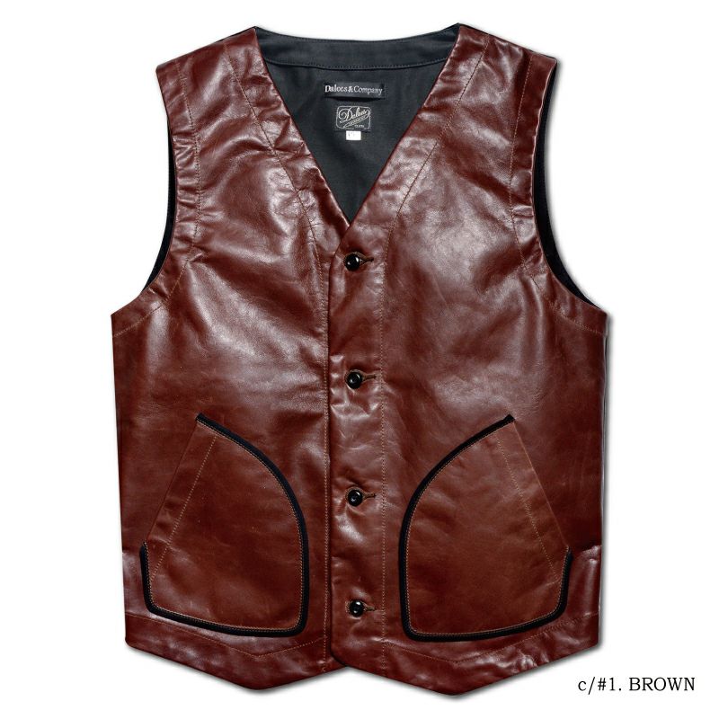 Mest.C[Horse Hide Leather Vest] :BROWN
