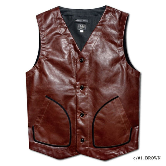 Mest.C[Horse Hide Leather Vest] :BROWN