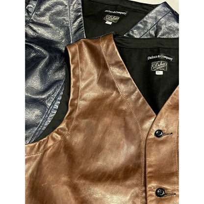 Mest.C[Horse Hide Leather Vest] :BROWN