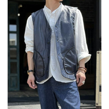 Mest.C[Horse Hide Leather Vest] :BROWN