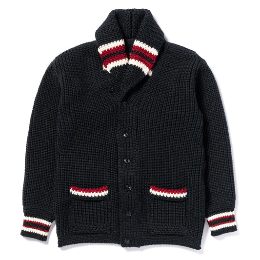 ジョーマッコイ MC24111 STRIPED SHAWL COLLAR CARDIGAN チャコール メンズ ショールカラー カーディガン
