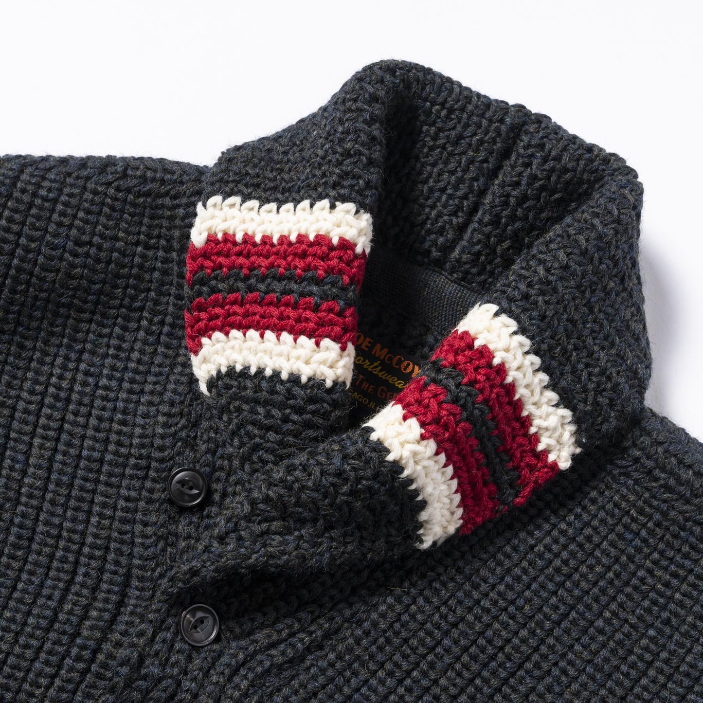 ジョーマッコイ MC24111 STRIPED SHAWL COLLAR CARDIGAN チャコール メンズ ショールカラー カーディガン