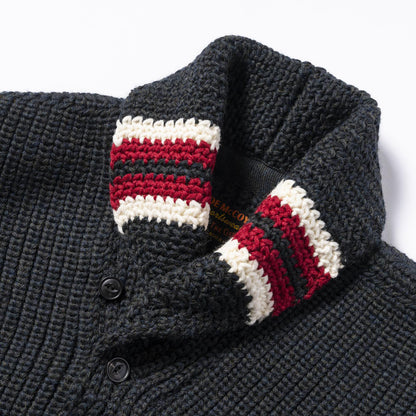 ジョーマッコイ MC24111 STRIPED SHAWL COLLAR CARDIGAN チャコール メンズ ショールカラー カーディガン