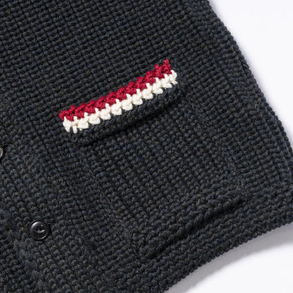 ジョーマッコイ MC24111 STRIPED SHAWL COLLAR CARDIGAN チャコール メンズ ショールカラー カーディガン